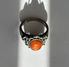 Vintage 925 Sterling Silver Honey Amber Ring Size 6 Stamped BY or BV 4.54g