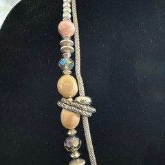 Vintage Statement Necklace Mixed Material Unique Stones 30 Inch Length