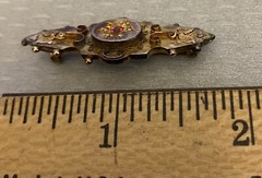 Victorian English 9CT Gold Ruby Diamond Brooch Birmingham 375 hallmarks 3.1g