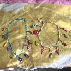 Set Of 2 Bell Charm Chain Necklaces 80s Vintage