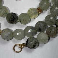 Necklace Green Prehnite Gold Vermeil Clasp Spacer Beads 24” 10mm Faceted Beads