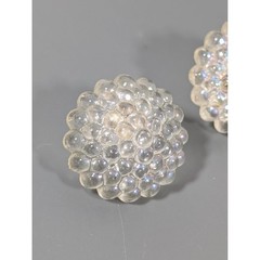 Vintage Lucite Dome Earrings Iridescent Sparkle Pierced Unsigned
