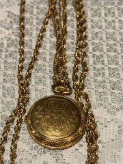 VTG Florenza Signed Pocket Watch Locket Pendant Multi Chain Necklace