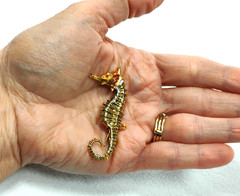 Vintage Seahorse Figural Brooch Pin Nautical Coastal Enamel Made Spain Beach