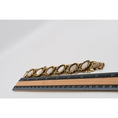 Vintage Mother of Pearl Link Bracelet Gold Tone 7.25” Safety Chain
