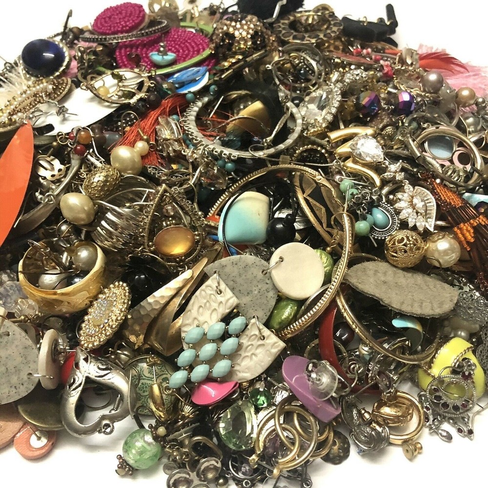 1 Lb Single Earrings Lot Craft Junk Broken Jewelry Lot Vintage Modern ..