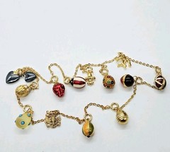 Joan Rivers Faberge Egg Necklace Collection 13 Different Vintage Charms 28 in