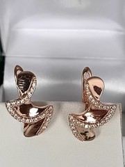 Vintage 1990-s 14 Ct Rolled Gold Zircons Earrings-Hallmarked 585 RG