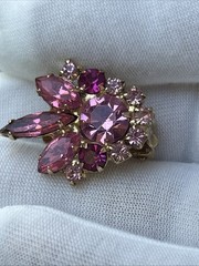 Vntg. Juliana D & E Pink Rhinestone Bracelet & Earring Set Verified D&E 5-Link