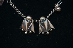 Vintage Copper Necklace RENOIR Signed Jewelry Choker Clip on Earrings Set