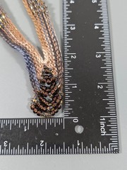 Vintage Woven Knit V Shape Statement Necklace Glass Bead Artisan Boho 16″ Collar