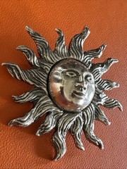 Vintage Sterling Silver Sun Burst Brooch