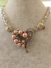 Heidi Daus Pink Pearl & Crystal MAGNETIC pendant From the Snap Apart Collection