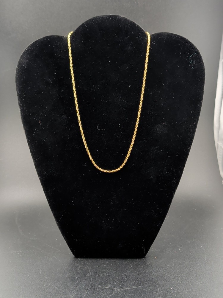 Vintage Signed Trifari 2 mm Rope Chain Necklace 14k Gold Filled 16 Inches