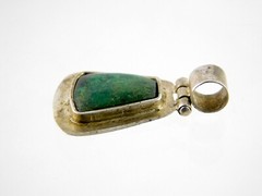 Vintage 950 Sterling Silver Green Chrysocolla Pendant 3.1 Grams