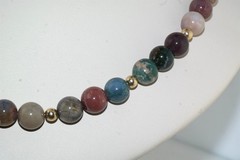 10mm Multi Color Agate Jasper Gold Filled Bead 18″ Necklace Strand
