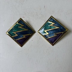 Vintage 1980s 1990s Enamel Earrings Lot Pierced Red Blue Statement Some Signed