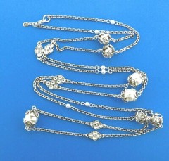 Vintage Premier Designs Faux Pearl Station Necklace .5 x 56 in