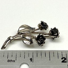 Vintage Teka Rose Flower Brooch 835 Silver Germany Signed Theodore Klotz