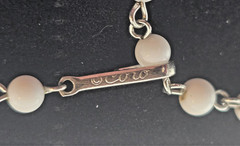 Vintage Signed 1950’s Coro Cream Enamel & Silver Tone Linked Leaf Necklace