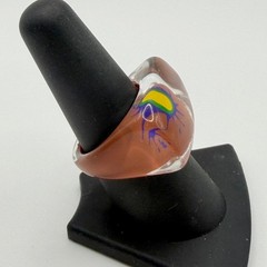 Vintage Style Lucite Acrylic Floral Ring Size 7.25 Amber Resin Mod