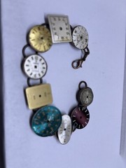 bracelet antique handmade 7″ long watch faces copper hardware ooak