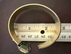 Antique Art Deco Bangle JJ White Bracelet Gold Plated Green Stone Vintage
