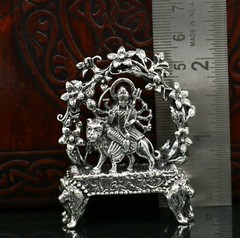 925 silver Goddess bhawani durga statue, figurine,puja article home temple art06