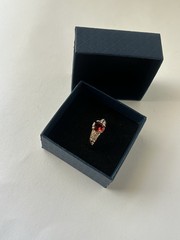 Vintage Red Cubic Zirconia Ring Gold Plated Womens Size 8.5