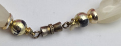 Vintage Faux Amber Milky Lucite Twisted Bead Necklace Gold Tone 30 In