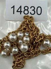 Vintage Napier Necklace Gold Tone Faux Pearl 28”