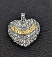 Vintage Juicy Couture Y2K Pave Puff Heart Rhinestone Pendant/Charm Silver Tone