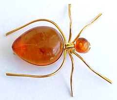 ✅BALTIC AMBER RUSSIA SOVIET INSECT SPIDER BROOCH 22k GOLD JEWELRY 老琥珀 PIN ORDER