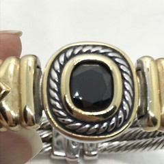 Vintage Twisted Cable Renaissance Black Onyx Cubic Zirconia Bangle Bracelet