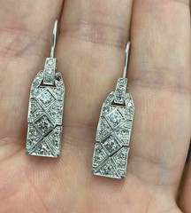 3.85Ct Art Deco Style Lab Created Diamond Wedding 14K White Gold Finish Earrings