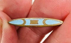 Antique Blue Guilloche Enamel Lingerie Pin Art Deco Bar Brooch Brass 21mm