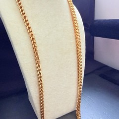 MARKED U7-18KT GOLD PLATED MIAMI CURB/CUBAN ROUND CHAIN NECKLACE-28″-89.10 GRAMS