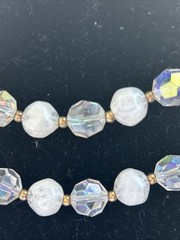 Vintage Lisner 2-strand White Lucite Crystal Aurora Borealis Necklace Beaded $18