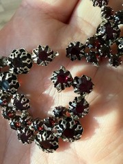 Antique Faceted Glass Or Garnet Gemstones Huge Broken Bow Brooch Pin READ