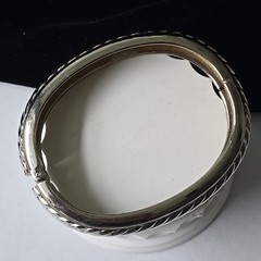 Vintage 90s Silver Plated Metal Hinged Bracelet 7-7,5″ Wrist