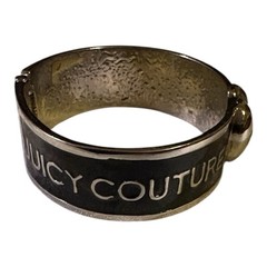 Juicy Couture Vintage Y2K Black and Silver Heart Bracelet