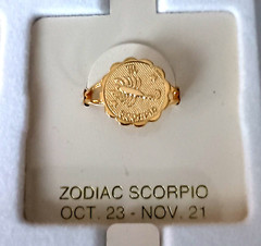 Vintage Scorpio Scorpion 10/23-11/21 Zodiac Ring Adj. Sz 5-6.5 1980’s New NOS