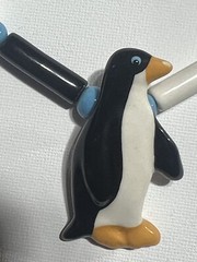 Stunning Flying Colors Hand Painted Ceramic Penguin Pendant necklace vintage
