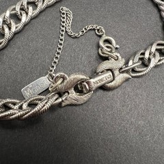 Vintage Monet Charm Bracelet Silver Tone Safety Chain Signed