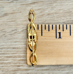 Rhinestone Brooch Pin Twisted Gold Tone Unsigned