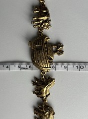 Vintage Noah’s Ark Animal Gold Tone Chunky Round Link Bracelet 7.75in Ladies 30g