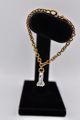 Juicy Couture Vintage Y2K Engagement Ring Charm Bracelet Gold Crystal BinBR