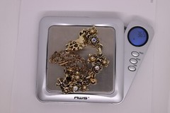 Vtg Gold Tone AB Rhinestone Cluster Choker Necklace 15″ 1950s 1960s Unsigned