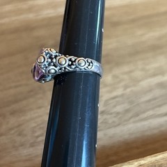 Vtg 925 Silver Ring Sz 7 Lg Lavender Cubic Zirconia Medieval Renaissance 3/4”