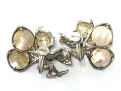 VINTAGE CYVRA PIXIE FAIRY NYMPH SCREW BACK 925 STERLING SILVER ABALONE EARRINGS